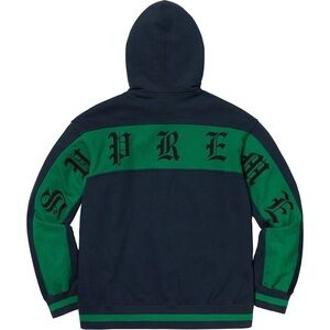 Supreme Old English Stripe Zip Up Sweatshirt Medium